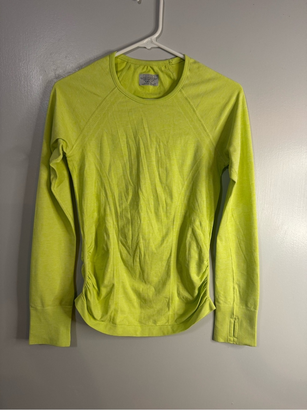 Athleta Neon Lime Long Sleeve Athletic Top Size Small
